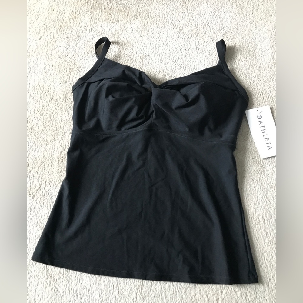Athleta Twist Up Tankini Top Black 36 D/DD NWT Underwire bra